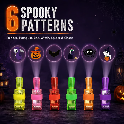 Halloween Finger Projector Lights – 36 PCS Mixed Set | 6 Spooky Patterns
