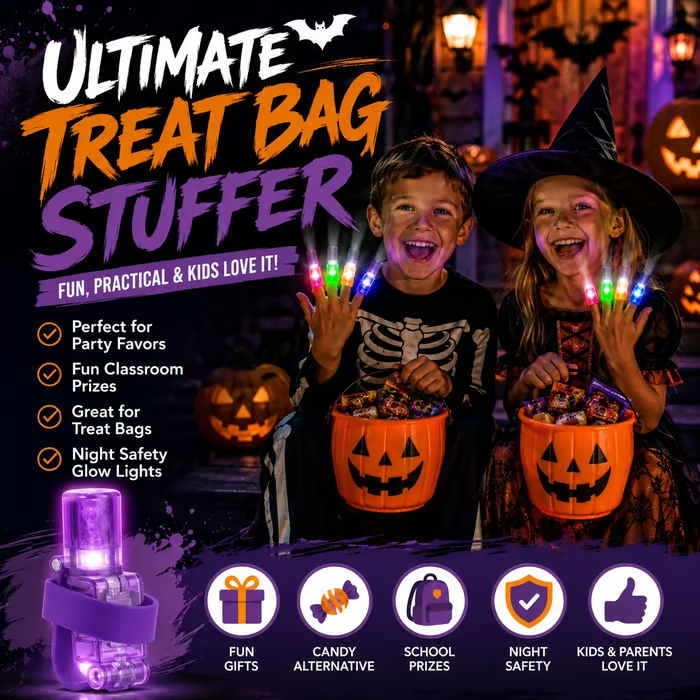 Halloween Finger Projector Lights – 36 PCS Mixed Set | 6 Spooky Patterns