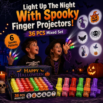 Halloween Finger Projector Lights – 36 PCS Mixed Set | 6 Spooky Patterns