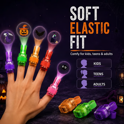 Halloween Finger Projector Lights – 36 PCS Mixed Set | 6 Spooky Patterns