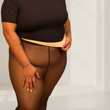 UPGRADED Melanin Fleece Tights™ + SheerZone™ – DiamondFit Gusset, Single Seam Comfort