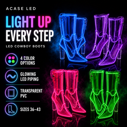 ACASE Rodeo LED Cowboy Boots – Light-Up Glowing LED Boots