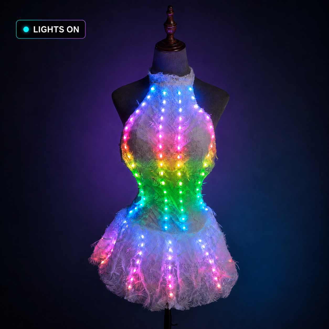 ACASE LED Lumina LED Feather Dress Set – Light-Up Party Dress